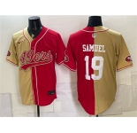 Men's San Francisco 49ers #19 Deebo Samuel Gold Red Split Stitched Jersey