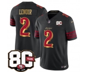 Men's San Francisco 49ers #2 Deommodore Lenoir Black 80th Anniversary Patch “Rivalries” 2026 F.U.S.E. Vapor Untouchable Limited Football Stitched Jersey