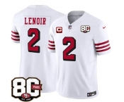 Men's San Francisco 49ers #2 Deommodore Lenoir New White 2026 F.U.S.E. With 80th Anniversary & 2-Star C Patch Vapor Untouchable Limited Stitched Football J