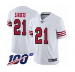 Men's San Francisco 49ers #21 Deion Sanders Limited White Rush Vapor Untouchable 100th Season Football Jersey