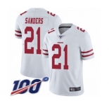 Men's San Francisco 49ers #21 Deion Sanders White Vapor Untouchable Limited Player 100th Season Football Jersey