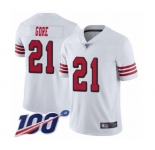 Men's San Francisco 49ers #21 Frank Gore Limited White Rush Vapor Untouchable 100th Season Football Jersey