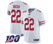 Men's San Francisco 49ers #22 Matt Breida White Vapor Untouchable Limited Player 100th Season Football Jersey
