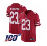 Men's San Francisco 49ers #23 Ahkello Witherspoon Red Team Color Vapor Untouchable Limited Player 100th Season Football Jersey