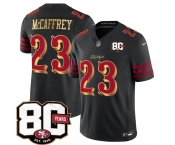 Men's San Francisco 49ers #23 Christian McCaffrey Black 80th Anniversary Patch “Rivalries” 2026 F.U.S.E. Vapor Untouchable Limited Football Stitched Jersey