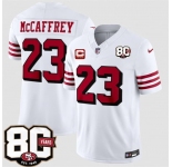 Men's San Francisco 49ers #23 Christian McCaffrey New White 2026 F.U.S.E. With 80th Anniversary & 3-Star C Patch Vapor Untouchable Limited Football Stitche