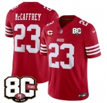 Men's San Francisco 49ers #23 Christian McCaffrey Red 2026 F.U.S.E. With 80th Anniversary & 3-Star C Patch Vapor Untouchable Limited Football Stitched Jers