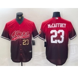 Men's San Francisco 49ers #23 Christian McCaffrey Red Black With Patch Cool Base Baseball Stitched Jerseys