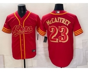 Men's San Francisco 49ers #23 Christian McCaffrey Red Gold Cool Base Stitched Baseball Jersey1