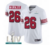 Men's San Francisco 49ers #26 Tevin Coleman Limited White Rush Vapor Untouchable Super Bowl LIV Bound Football Jersey