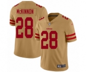 Men's San Francisco 49ers #28 Jerick McKinnon Limited Gold Inverted Legend Football Jersey