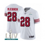 Men's San Francisco 49ers #28 Jerick McKinnon Limited White Rush Vapor Untouchable Super Bowl LIV Bound Football Jersey