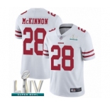 Men's San Francisco 49ers #28 Jerick McKinnon White Vapor Untouchable Limited Player Super Bowl LIV Bound Football Jersey