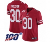 Men's San Francisco 49ers #30 Jeff Wilson Red Team Color Vapor Untouchable Limited Player 100th Season Football Jersey