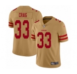 Men's San Francisco 49ers #33 Roger Craig Limited Gold Inverted Legend Football Jersey