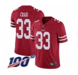 Men's San Francisco 49ers #33 Roger Craig Red Team Color Vapor Untouchable Limited Player 100th Season Football Jersey