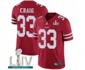 Men's San Francisco 49ers #33 Roger Craig Red Team Color Vapor Untouchable Limited Player Super Bowl LIV Bound Football Jersey