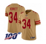Men's San Francisco 49ers #34 Jason Verrett Limited Gold Inverted Legend 100th Season Football Jersey