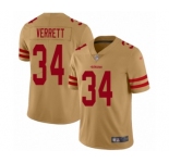 Men's San Francisco 49ers #34 Jason Verrett Limited Gold Inverted Legend Football Jersey