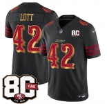 Men's San Francisco 49ers #42 Ronnie Lott Black 80th Anniversary Patch “Rivalries” 2026 F.U.S.E. Vapor Untouchable Limited Football Stitched Jersey