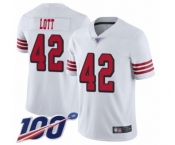 Men's San Francisco 49ers #42 Ronnie Lott Limited White Rush Vapor Untouchable 100th Season Football Jersey
