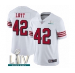 Men's San Francisco 49ers #42 Ronnie Lott Limited White Rush Vapor Untouchable Super Bowl LIV Bound Football Jersey