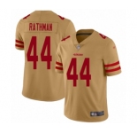 Men's San Francisco 49ers #44 Tom Rathman Limited Gold Inverted Legend Football Jersey