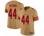 Men's San Francisco 49ers #44 Tom Rathman Limited Gold Inverted Legend Football Jersey