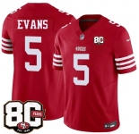 Men's San Francisco 49ers #5 Mike Evans Red 80th Anniversary Patch 2026 F.U.S.E. Vapor Untouchable Limited Football Stitched Jersey