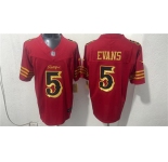 Men's San Francisco 49ers #5 Mike Evans Red Gold 2026 F.U.S.E. “Rivalries†Vapor Limited Football Stitched Jersey