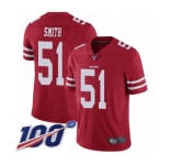 Men's San Francisco 49ers #51 Malcolm Smith Red Team Color Vapor Untouchable Limited Player 100th Season Football Jersey