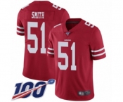 Men's San Francisco 49ers #51 Malcolm Smith Red Team Color Vapor Untouchable Limited Player 100th Season Football Jersey