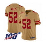 Men's San Francisco 49ers #52 Patrick Willis Limited Gold Inverted Legend 100th Season Football Jersey