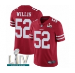 Men's San Francisco 49ers #52 Patrick Willis Red Team Color Vapor Untouchable Limited Player Super Bowl LIV Bound Football Jersey