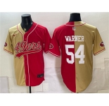 Men's San Francisco 49ers #54 Fred Warner Gold Red Split Stitched Jersey
