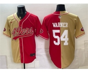 Men's San Francisco 49ers #54 Fred Warner Gold Red Split Stitched Jersey