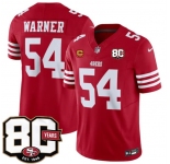 Men's San Francisco 49ers #54 Fred Warner Red 80th Anniversary Patch And 4-Star C Patch 2026 F.U.S.E. Vapor Untouchable Limited Football Stitched Jersey