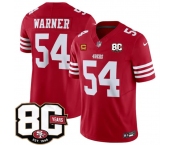 Men's San Francisco 49ers #54 Fred Warner Red 80th Anniversary Patch And 4-Star C Patch 2026 F.U.S.E. Vapor Untouchable Limited Football Stitched Jersey