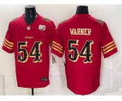 Men's San Francisco 49ers #54 Fred Warner Red Gold 80th Anniversary Patch “Rivalries” 2026 F.U.S.E. Vapor Untouchable Limited Football Stitched Jersey