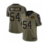 Men's San Francisco 49ers #54 Warner Scarlet 2021 Olive Camo Salute To Service Golden Limited Stitched Football Jersey