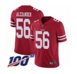 Men's San Francisco 49ers #56 Kwon Alexander Red Team Color Vapor Untouchable Limited Player 100th Season Football Jersey