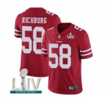 Men's San Francisco 49ers #58 Weston Richburg Red Team Color Vapor Untouchable Limited Player Super Bowl LIV Bound Football Jersey