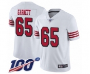 Men's San Francisco 49ers #65 Joshua Garnett Limited White Rush Vapor Untouchable 100th Season Football Jersey