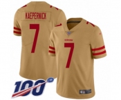 Men's San Francisco 49ers #7 Colin Kaepernick Limited Gold Inverted Legend 100th Season Football Jersey