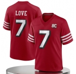 Men's San Francisco 49ers #7 Daejon Love Red 80th Anniversary Patch 2026 Football Stitched Jersey