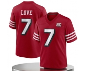 Men's San Francisco 49ers #7 Daejon Love Red 80th Anniversary Patch 2026 Football Stitched Jersey