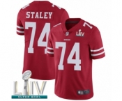 Men's San Francisco 49ers #74 Joe Staley Red Team Color Vapor Untouchable Limited Player Super Bowl LIV Bound Football Jersey