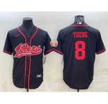 Men's San Francisco 49ers #8 Steve Young Black With Patch Cool Base Stitched Baseball Jersey