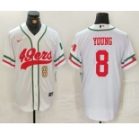Men's San Francisco 49ers #8 Steve Young Number White Mexico Cool Base Stitched Baseball Jersey
