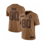 Men's San Francisco 49ers #80 Jerry Rice 2023 Brown Salute To Service Limited Football Stitched Jersey